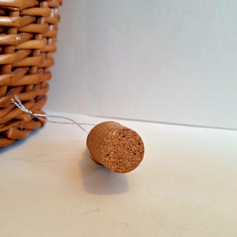 Silver Wine Bottle Stopper Christmas Ornament - Picture 3 of 3